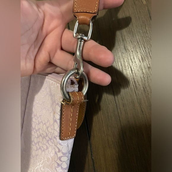 COACH Z SOHO LILAC/ ORCHID JACQUARD WITH TAN LEATHER TRIM CROSS BODY BAG - Picture 8 of 16